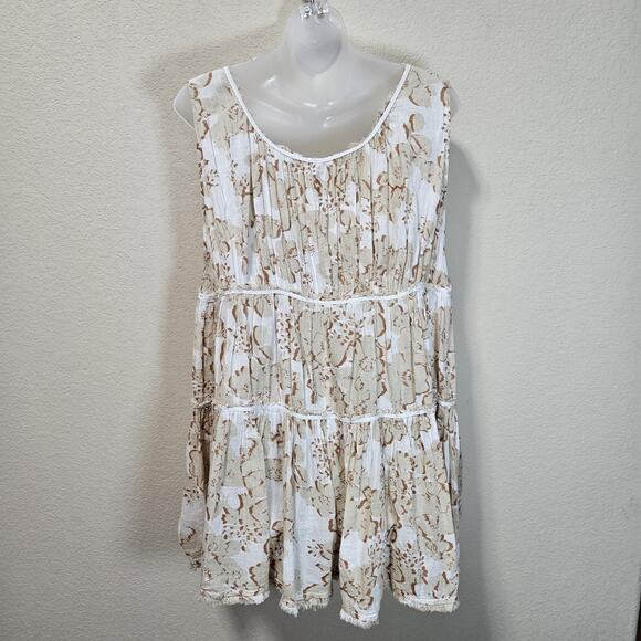 Intimately Free People Sundown Romper Boho Studded Jumper Tiered Beige Sheer XS - Picture 13 of 16